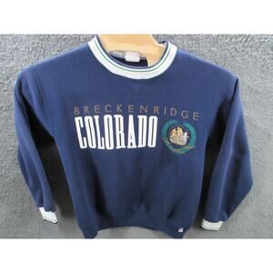 Vintage 90s Ringer Sweatshirt Mens Large Breckenridge Colorado Ski Snow RUSSELL